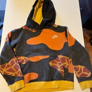Nike Kids' Camouflage Orange and Black Hoodie